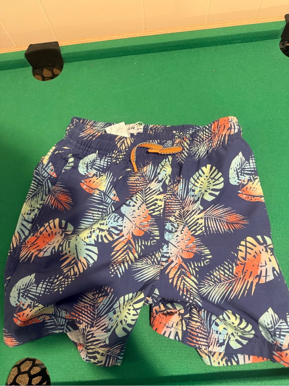 Ingear Navy Swim Shorts with Orange & Mint Leaf Print